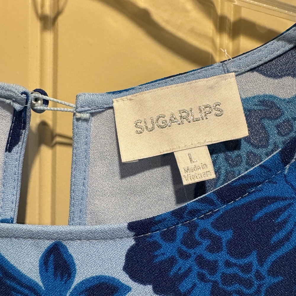 Sugarlips Blue Floral Dress - Large - Picture 2 of 3